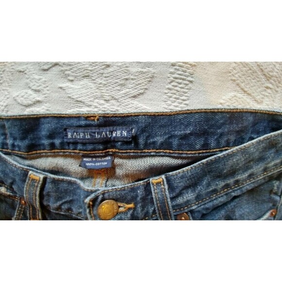 Ralph Lauren womens jeans 29 dark wash distressed waist apx 20" inseam 32.5 - Picture 5 of 9